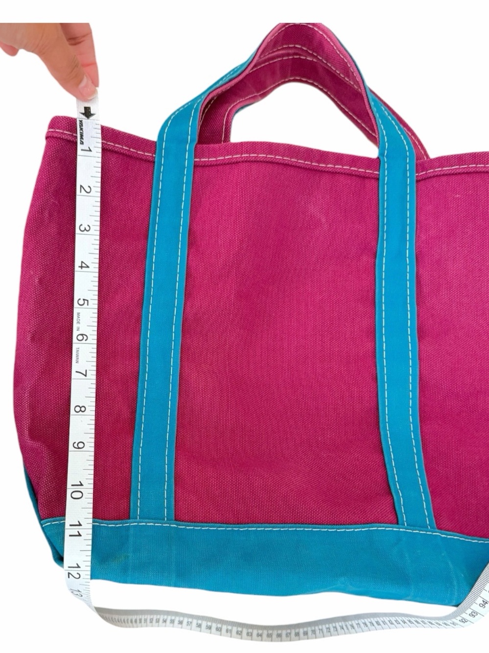 Vintage LL Bean Boat and Tote Medium Plum Teal Canvas Bag Made in USA - Picture 12 of 13
